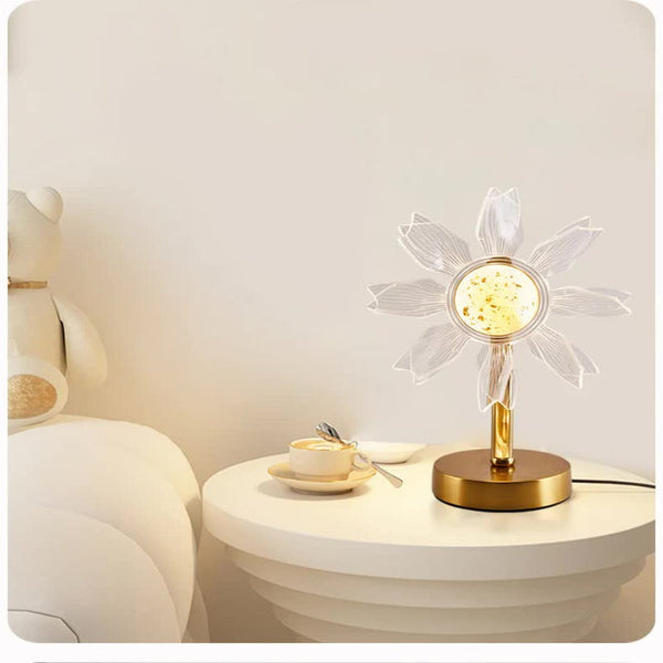 Elosung Windmill Shape Luxury Acrylic Table Lamp Modern Usb Powered Night Light | Decorative For Bedroom Living Room And Bedside Compact Design With 3
