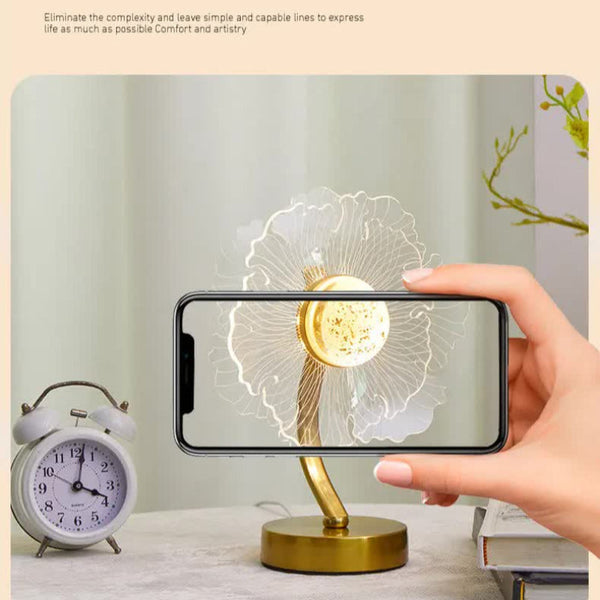 Elosung Sunflower Shape Luxury Acrylic Table Lamp Modern Usb Powered Night Light | Decorative For Bedroom Living Room And Bedside Compact Design With