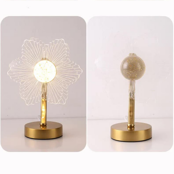 Elosung Sunflower Shape Luxury Acrylic Table Lamp Modern Usb Powered Night Light | Decorative For Bedroom Living Room And Bedside Compact Design With
