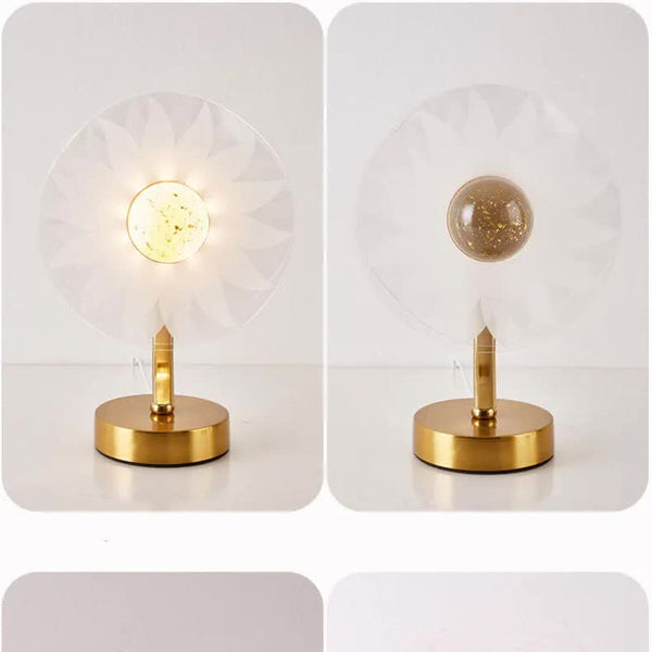 Elosung Sunflower Shape Luxury Acrylic Table Lamp Modern Usb Powered Night Light | Decorative For Bedroom Living Room And Bedside Compact Design With