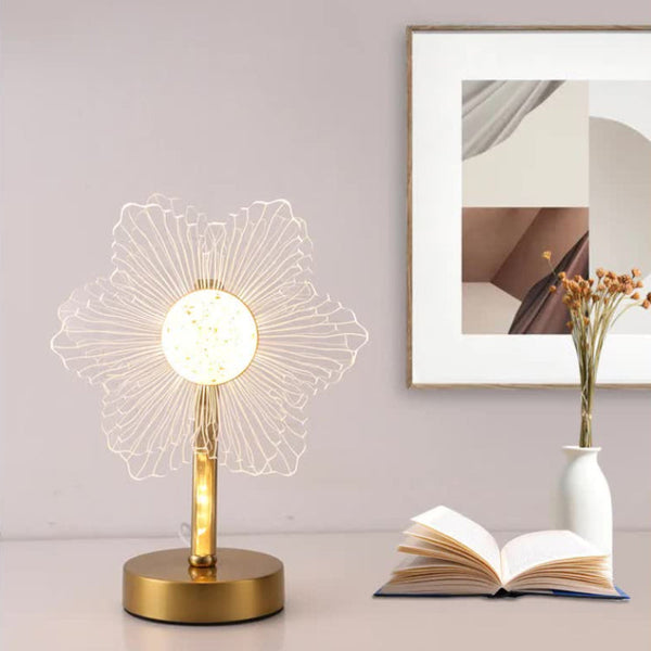 Elosung Flower Shape Luxury Acrylic Table Lamp Modern Usb Powered Night Light | Decorative For Bedroom Living Room And Bedside Compact Design With 3 C