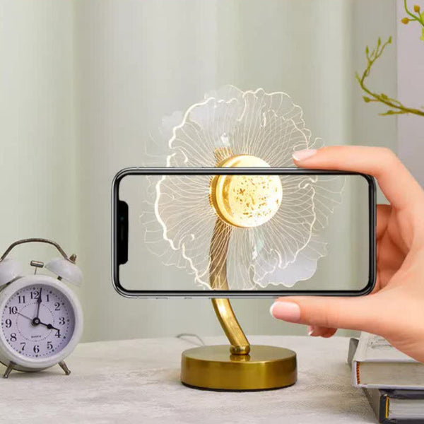 Elosung Flower Shape Luxury Acrylic Table Lamp Modern Usb Powered Night Light | Decorative For Bedroom Living Room And Bedside Compact Design With 3 C