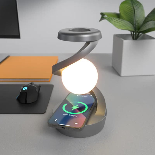 Elosung Black 360A Rotating Floating Night Light Wireless Charging Table Lamp 7 Colour Rgb Usb Rechargeable For Bedroom Bedside Desk Night Lights