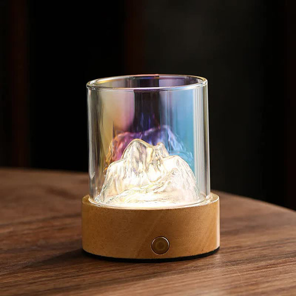 Elosung Colorful Glass Mountain Ambient Night Light Usb Rechargeable Touch Control Bedside Lamp Adjustable 3 Night Lights