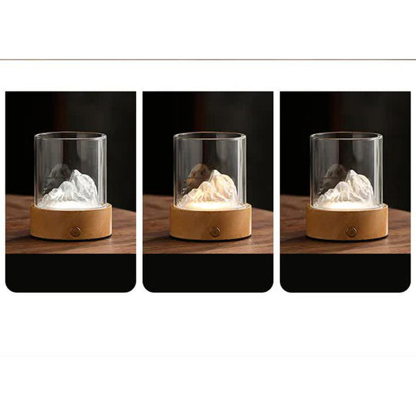 Elosung Colorful Glass Mountain Ambient Night Light Usb Rechargeable Touch Control Bedside Lamp Adjustable 3 Night Lights