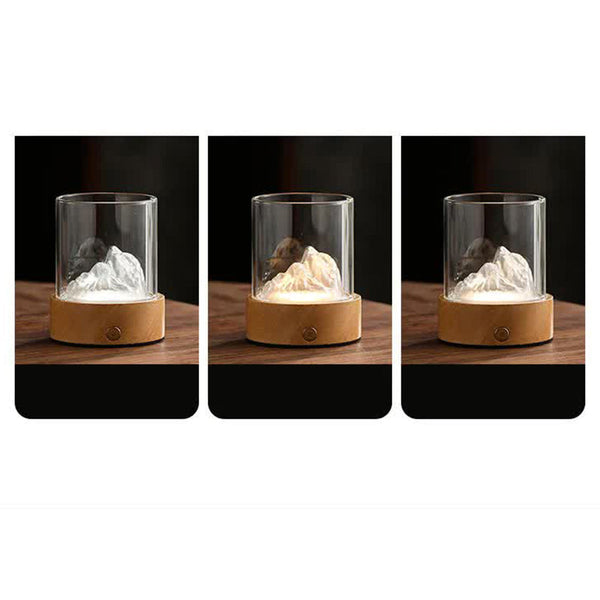 Elosung Golden Glass Mountain Ambient Night Light Usb Rechargeable Touch Control Bedside Lamp 3 Color Night Lights