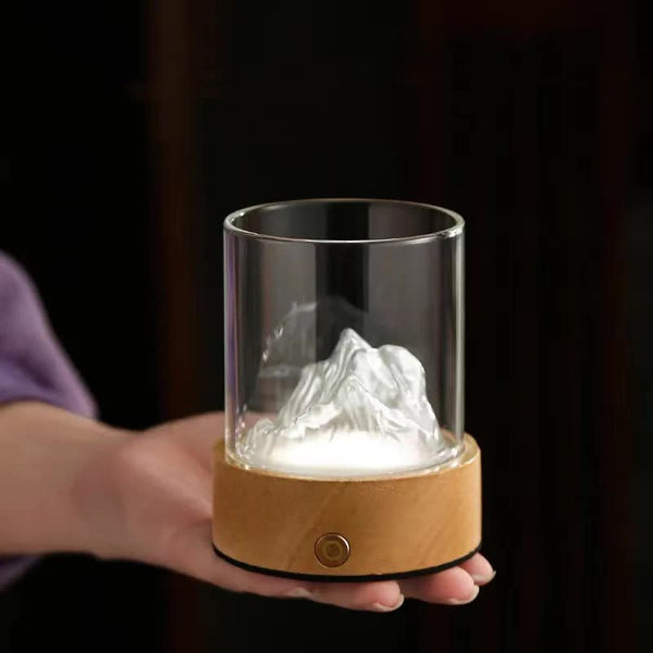 Elosung Pink Glass Mountain Ambient Night Light Usb Rechargeable Touch Control Bedside Lamp Adjustable 3 Color Night Lights