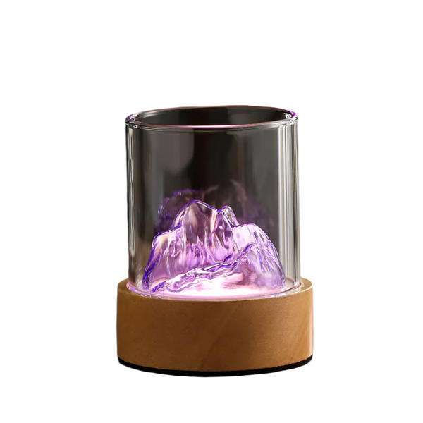 Elosung Purple Glass Mountain Ambient Night Light Usb Rechargeable Touch Control Bedside Lamp Adjustable 3 Color Night Lights