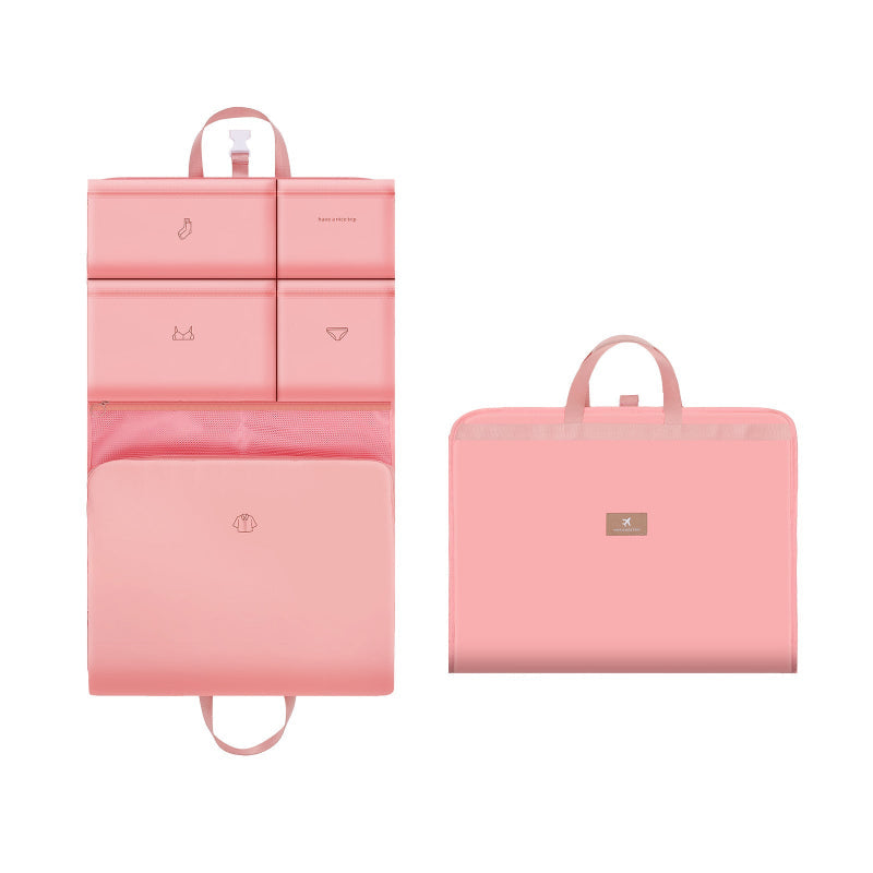 Elosung Dark Pink Travel Storage Organizer Bag Multi Compartment Lightweight Foldable Luggage For Clothes Underwear And Accessories Portable Durable P