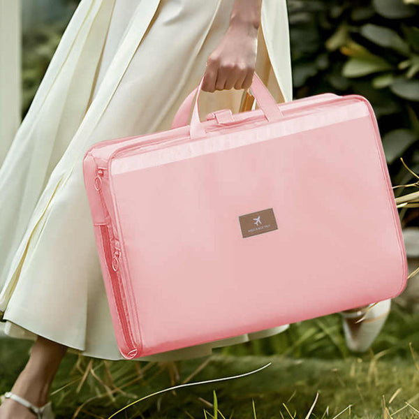 Elosung Dark Pink Travel Storage Organizer Bag Multi Compartment Lightweight Foldable Luggage For Clothes Underwear And Accessories Portable Durable P