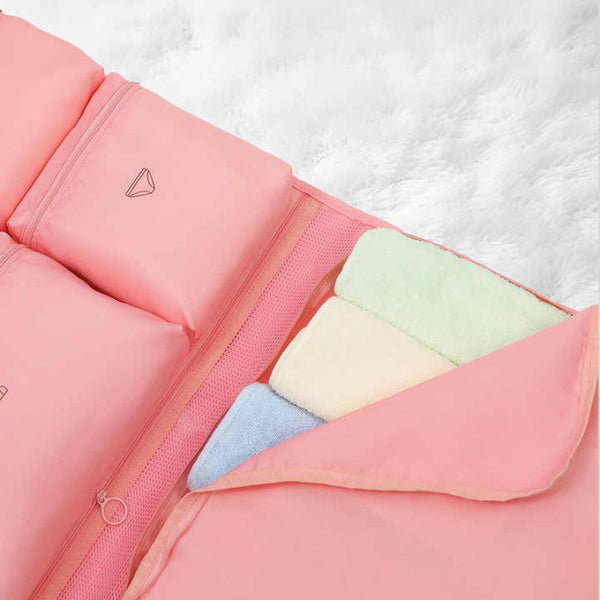 Elosung Dark Pink Travel Storage Organizer Bag Multi Compartment Lightweight Foldable Luggage For Clothes Underwear And Accessories Portable Durable P