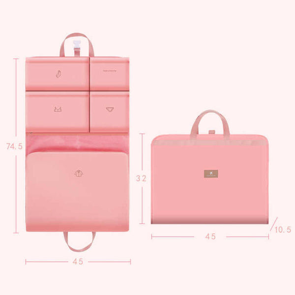 Elosung Dark Pink Travel Storage Organizer Bag Multi Compartment Lightweight Foldable Luggage For Clothes Underwear And Accessories Portable Durable P