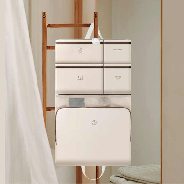 Elosung Light Pink Travel Storage Organizer Bag Multi Compartment Lightweight Foldable Luggage For Clothes Underwear And Accessories Portable Durable