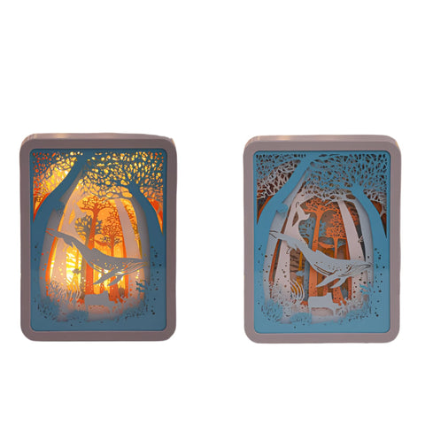 Elosung Listening To Fish Style 3D Paper Carving Night Light Usb Or Battery Powered Decorative Bedside Lamp | Atmosphere For Bedroom Creative Starry A