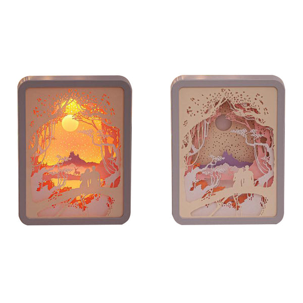 Elosung Moonlight Lovers 3D Paper Carving Night Light Usb Or Battery Powered Decorative Bedside Lamp | Atmosphere For Bedroom Creative Starry And Litt