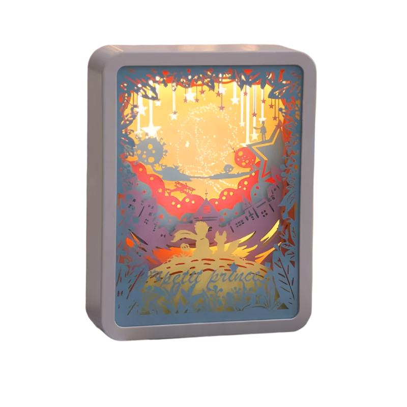 Elosung The Little Prince 3D Paper Carving Night Light Usb Or Battery Powered Decorative Bedside Lamp | For Bedroom Creative Starry And Design Gift Ni