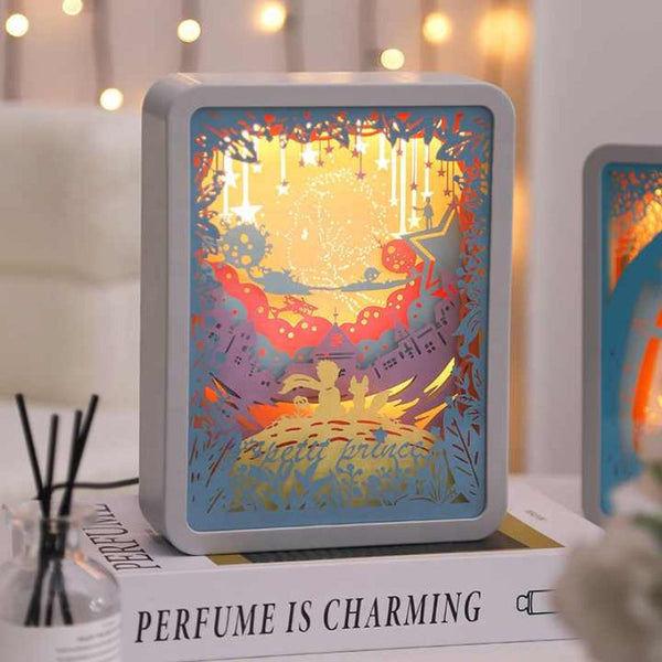 Elosung Moon Over The Sea 3D Paper Carving Night Light Usb Or Battery Powered Decorative Bedside Lamp | Atmosphere For Bedroom Creative Starry And Lit