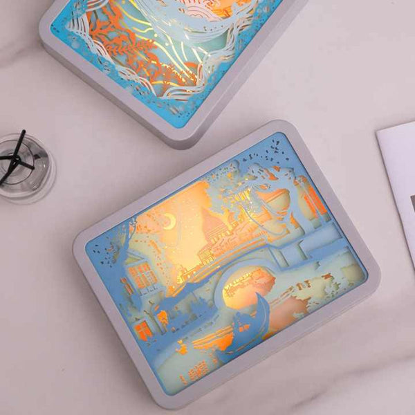 Elosung Mermaid 3D Paper Carving Night Light Usb Or Battery Powered Decorative Bedside Lamp | Atmosphere For Bedroom Creative Starry And Little Prince