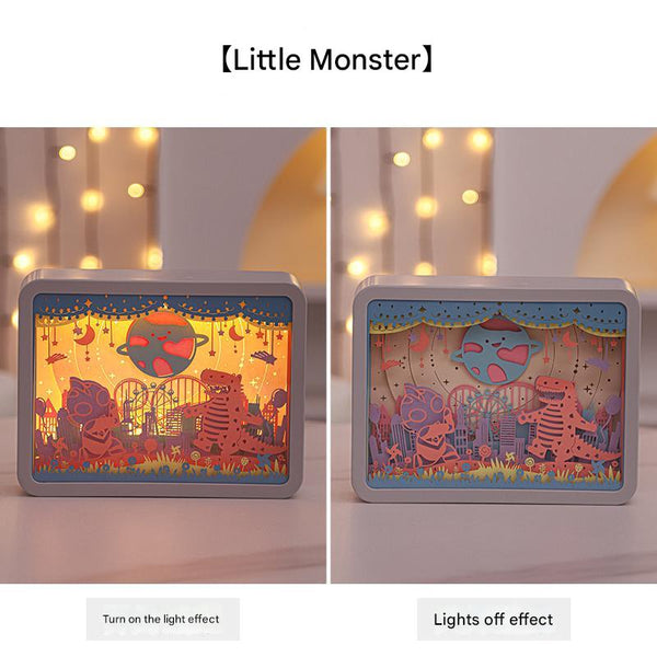 Elosung Little Monsters 3D Paper Carving Night Light Usb Or Battery Powered Decorative Bedside Lamp | Atmosphere For Bedroom Creative Starry And Princ