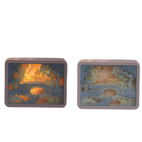 Elosung Venice Lovers 3D Paper Carving Night Light Usb Or Battery Powered Decorative Bedside Lamp | For Bedroom Creative Starry And Little Prince Desi