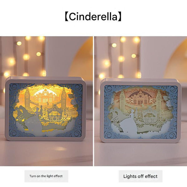 Elosung Cinderella 3D Paper Carving Night Light Usb Or Battery Powered Decorative Bedside Lamp | Atmosphere For Bedroom Creative Starry And Little Pri