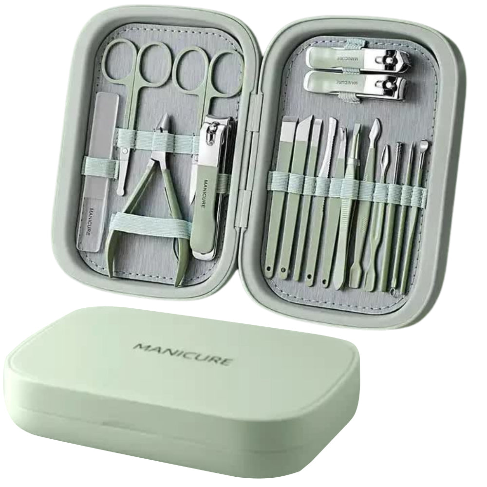 Elosung 18 Piece Manicure And Pedicure Set Stainless Steel Nail Clipper Kit Professional Care Grooming Tools Compact Portable Case Manicure & Pedicure