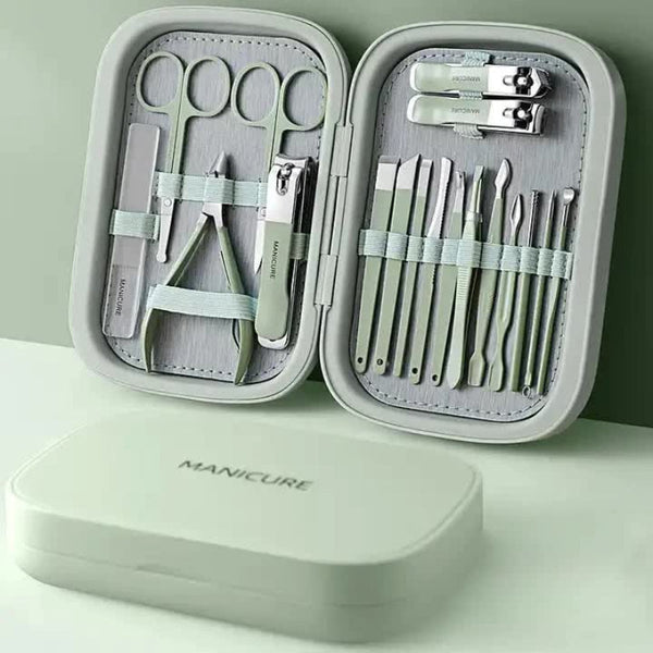 Elosung 18 Piece Manicure And Pedicure Set Stainless Steel Nail Clipper Kit Professional Care Grooming Tools Compact Portable Case Manicure & Pedicure