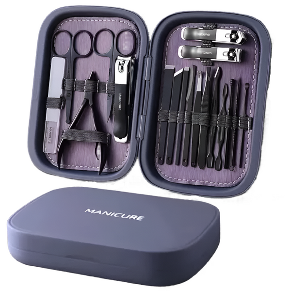 Purple 18 Piece Manicure And Pedicure Set Stainless Steel Nail Clipper Kit | Professional Care Grooming Tools Compact Portable Case Manicure & Pedicur