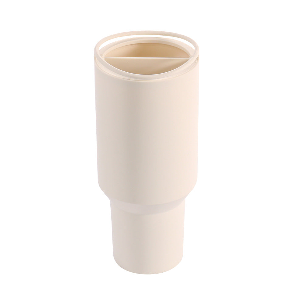 Elosung Off White 40Oz Silicone Dual Chamber Cup Separator Food Grade Drink Divider Cold Mug With Separate Compartments Bpa Free Liner For Beverages J