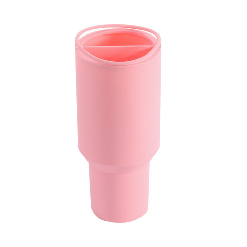 Elosung Pink 40Oz Silicone Dual Chamber Cup Separator Food Grade Drink Divider Cold Mug With Separate Compartments Bpa Free Liner For Beverages Juice