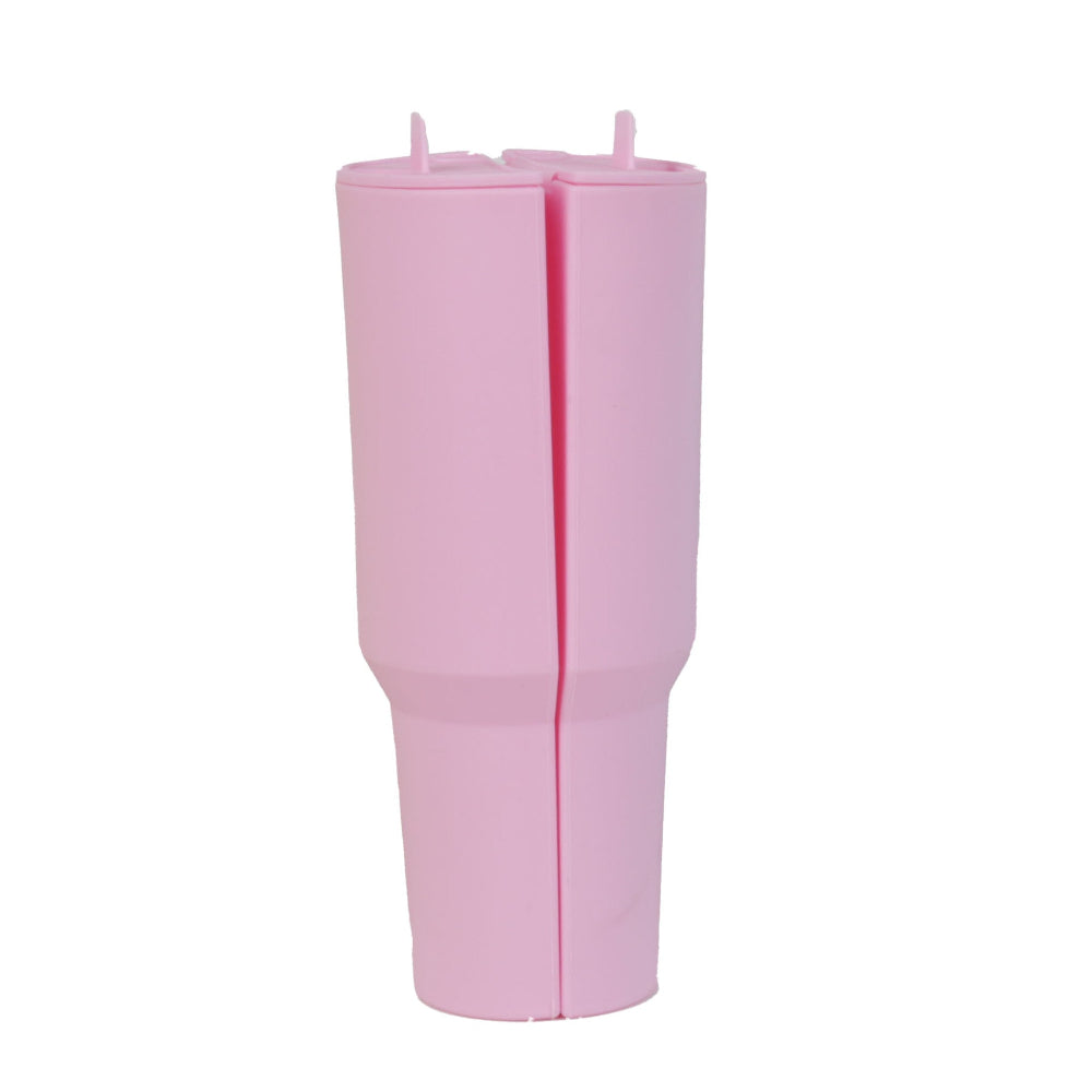Elosung Pink 40Oz Silicone Dual Chamber Cup Separator Food Grade Drink Divider Cold Mug With Separate Compartments Bpa Free Liner For Beverages Juice