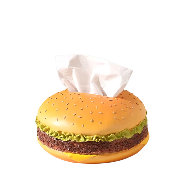 Elosung Round Creative Burger Tissue Box Fun American Style Cartoon Paper Towel Holder For Home Decor And Gifts Tissue Box Covers