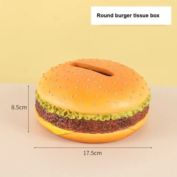 Elosung Round Creative Burger Tissue Box Fun American Style Cartoon Paper Towel Holder For Home Decor And Gifts Tissue Box Covers