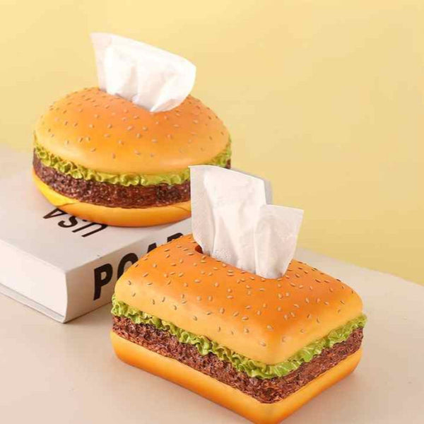 Elosung Round Creative Burger Tissue Box Fun American Style Cartoon Paper Towel Holder For Home Decor And Gifts Tissue Box Covers