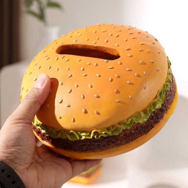Elosung Round Creative Burger Tissue Box Fun American Style Cartoon Paper Towel Holder For Home Decor And Gifts Tissue Box Covers