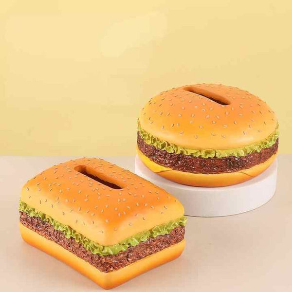 Elosung Round Creative Burger Tissue Box Fun American Style Cartoon Paper Towel Holder For Home Decor And Gifts Tissue Box Covers
