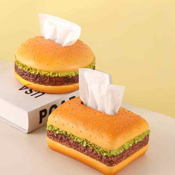Elosung Square Creative Burger Tissue Box Fun American Style Cartoon Paper Towel Holder For Home Decor And Gifts Tissue Box Covers