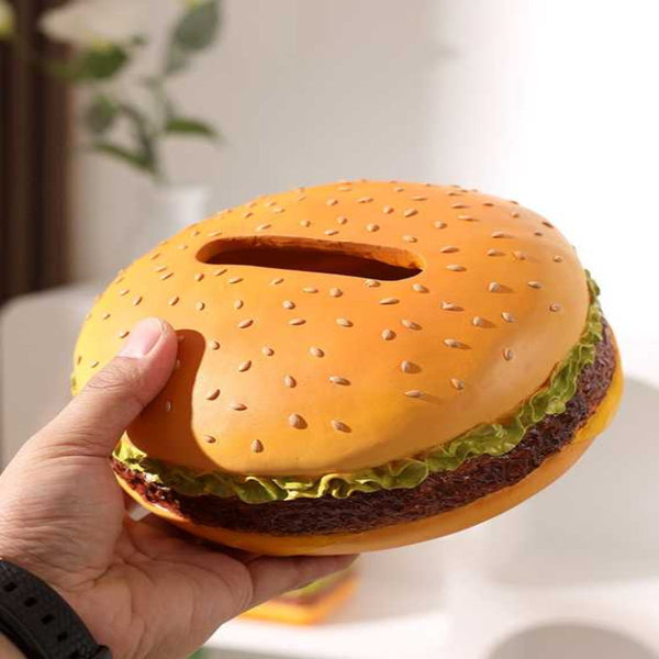 Elosung Square Creative Burger Tissue Box Fun American Style Cartoon Paper Towel Holder For Home Decor And Gifts Tissue Box Covers