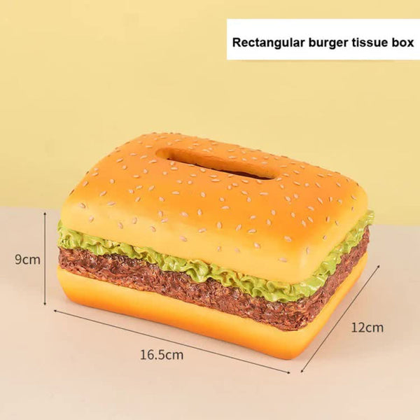Elosung Square Creative Burger Tissue Box Fun American Style Cartoon Paper Towel Holder For Home Decor And Gifts Tissue Box Covers
