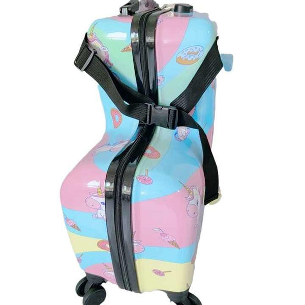 Elosung Blue Kids Ride On Luggage 20 Inch Cartoon Travel Suitcase With Footrest Durable Rolling Carry For Children Suitcases