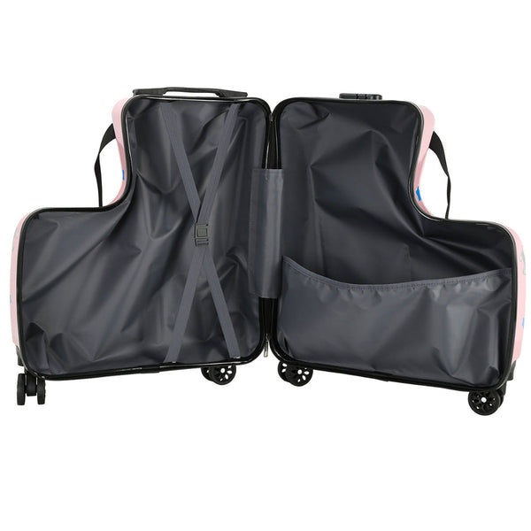 Elosung Yellow Kids Ride On Luggage 20 Inch Cartoon Travel Suitcase With Footrest Durable Rolling Carry For Children Suitcases