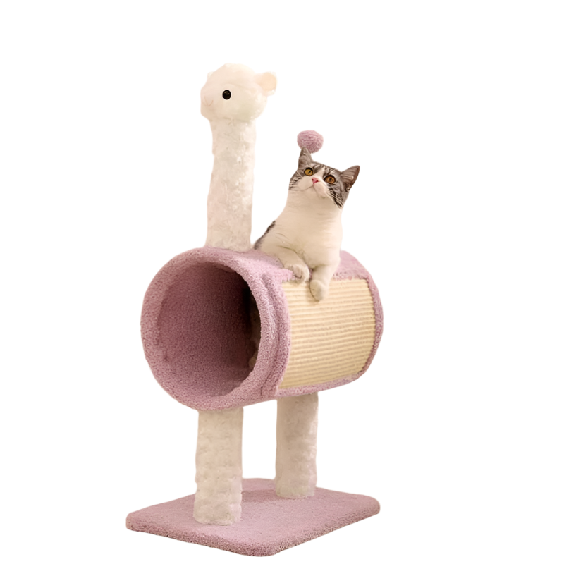 Elosung Purple Llama Themed Cat Tree With Tunnel Multi Functional Scratching Post Playhouse Furniture & Scratchers