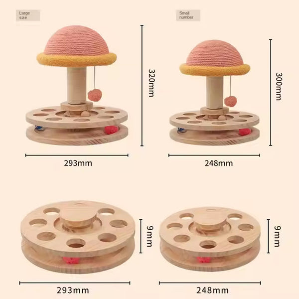 Elosung Small Pink Interactive Cat Scratching Post With Ball Track Fun Mushroom Shaped Toy For Play And Entertainment Furniture & Scratchers