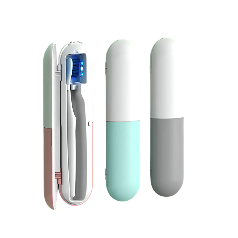 Elosung 1 Piece Cyan Portable Uv Toothbrush Sterilizer Rechargeable Travel Case With Disinfection Compact And Lightweight Easy Clean Design Tumblers &