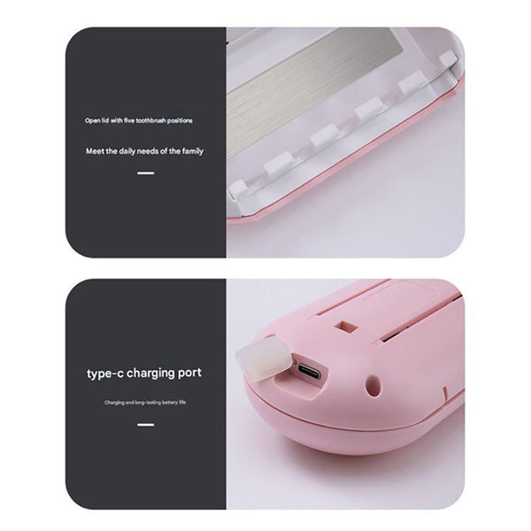 Elosung Blue Wall Mounted Toothbrush Sterilizer With Uv C Disinfection And Drying Usb Rechargeable Family 5 Brush Holder Abs Material Tumblers & Tooth