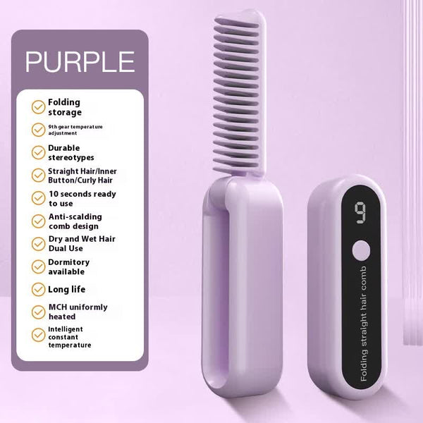 Elosung Purple Portable Foldable Cordless Hair Straightener With Ionic Technology Compact Travel Design And Quick Easy Usb Charging Straightening & Cu