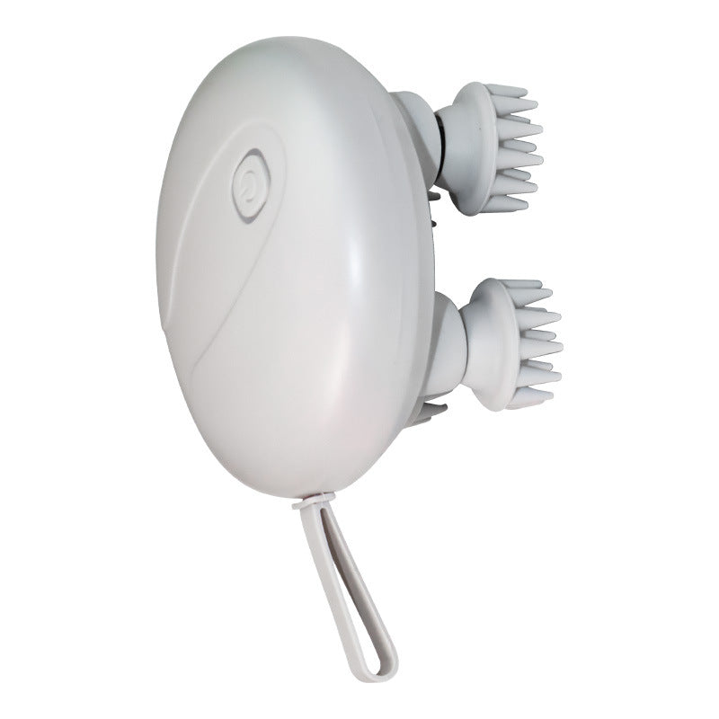 White Mini Electric Head Massager Portable 3D Device Waterproof Multifunctional Relaxation & Pet Care Rechargeable 6 Techniques Modes Compact Design M