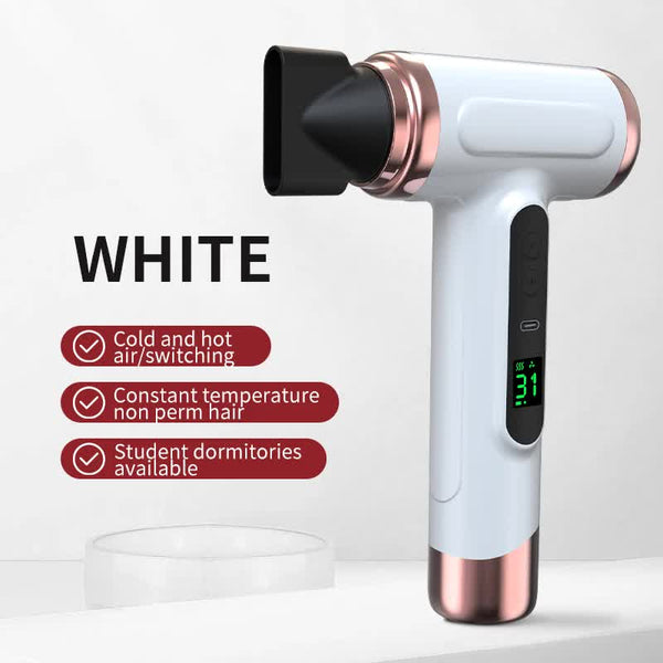 Elosung White Wireless Hair Dryer With Cold & Hot Air Large Capacity Rechargeable Ionic Fast Drying Lightweight And Compact For Home Travel Hair Dryer