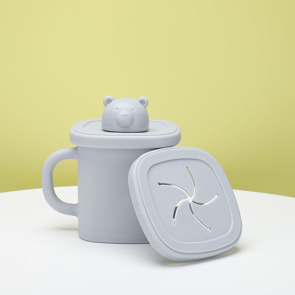 Blue Silicone Little One Training Cup With Dual Handles Duck Bill & Snack Lids Spill Proof Drop Sippy Cups & Mugs