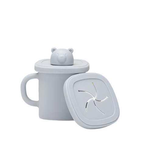 Blue Silicone Little One Training Cup With Dual Handles Duck Bill & Snack Lids Spill Proof Drop Sippy Cups & Mugs